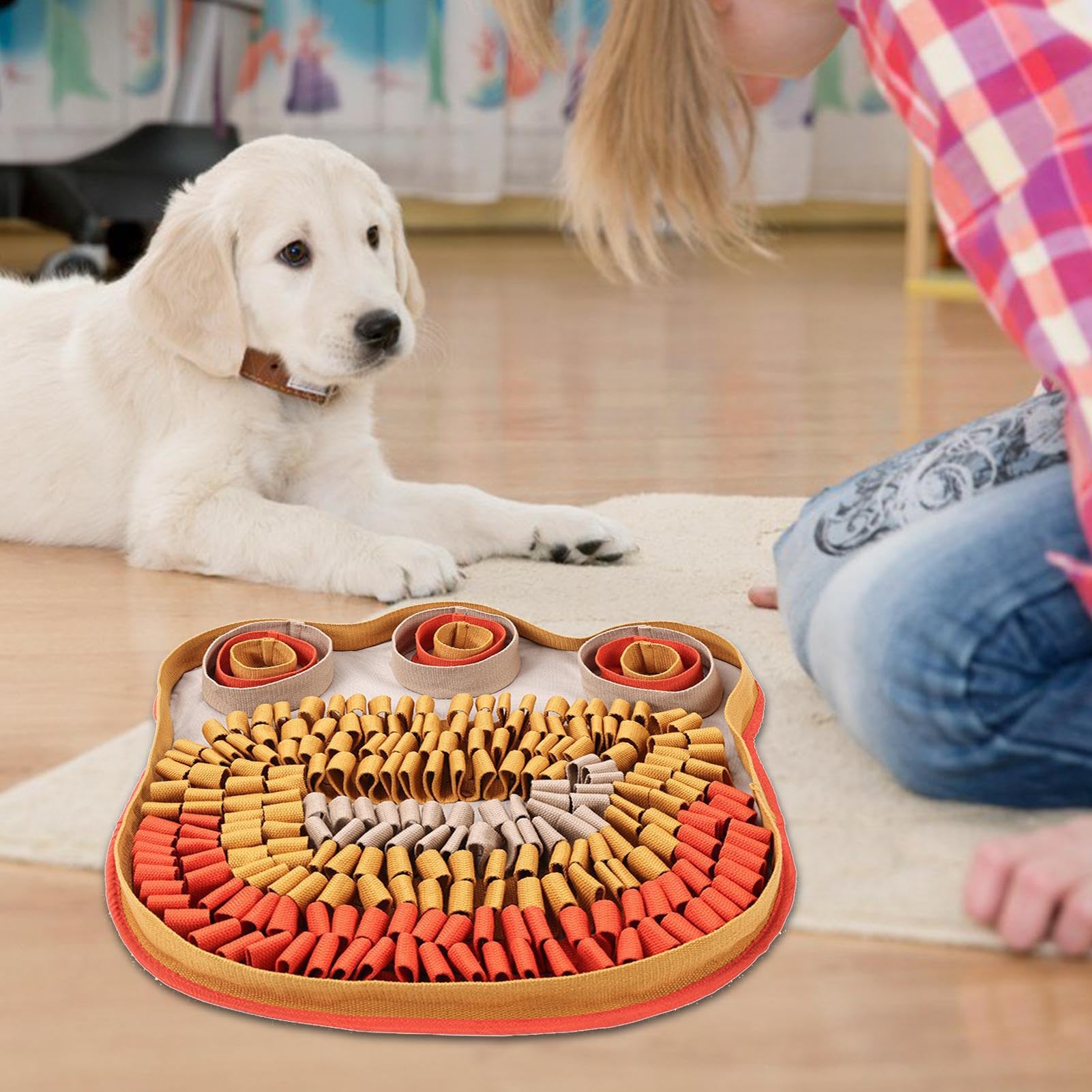 Hunde Schnüffelteppich 49 x 49 cm Puzzlespielzeug gegen Langeweile | Welpen Schnüffelteppich Für Drinnen Und Draußen Wohnzimmer Spiel Welpe Mittelgroße Und Große Rassen
