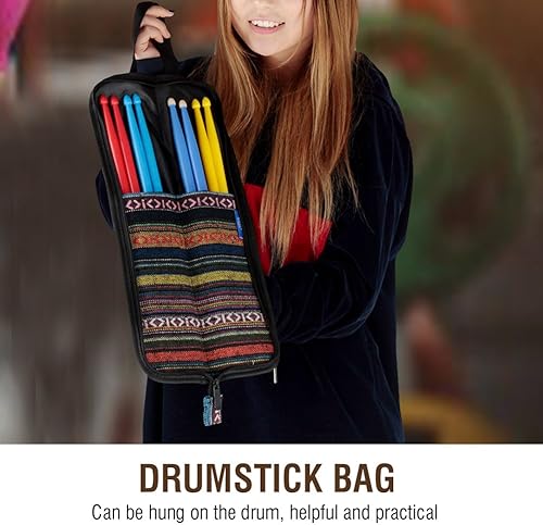 Miniatura 3 de Estuche de transporte para baquetas, bolsa colgante portátil, accesorios de percusión exótica, bolsa de transporte con asa, accesorios de tambor,