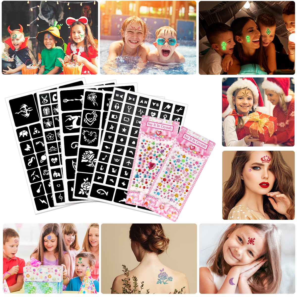 Kit Tatuaggi Glitter Temporanei - 36 Colori Con Adesivi E Strumenti Per Feste E Compleanni - Foto 10