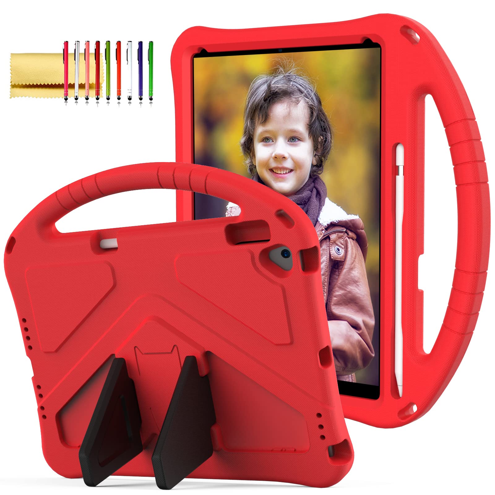 Kids Case for iPad 7th 8th 9th Gen/Air 3rd Gen/Pro 10.5", Techcircle Lightweight Shockproof EVA Foam Rugged Handle Stand Anti-Slip Grip Protective