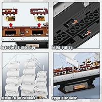 Vista 6 de JMBricklayer Kits de construcción de barcos, juguetes de construcción de modelo de barco, juego de modelo de barco pirata, decoración de sala