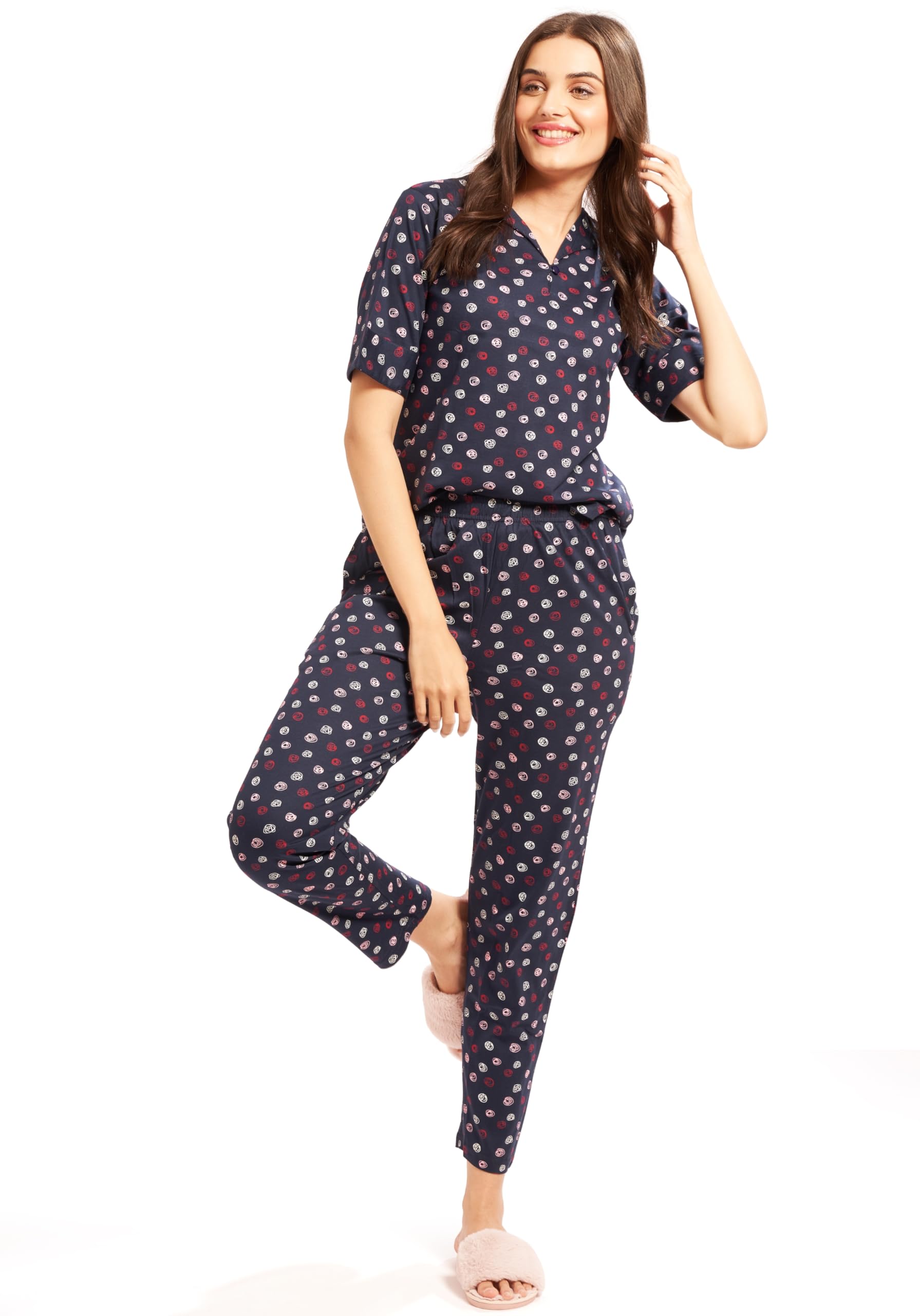 av2 Women's Cotton Printed Short Sleeve Night Suit Set | Pajama Set | Casual Night Dress for Women-picture-41