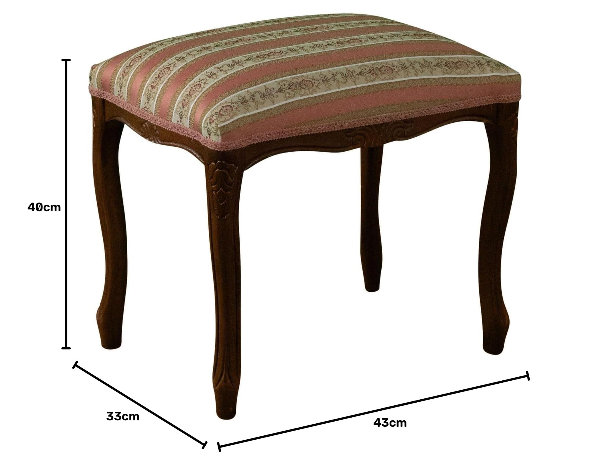 Vicentini arreda POUF PARIS IN LEGNO SHABBY CHIC NOCE IMBOTTITO RIVESTITO STOFFE ASSORTITE (LISERE ROSA)