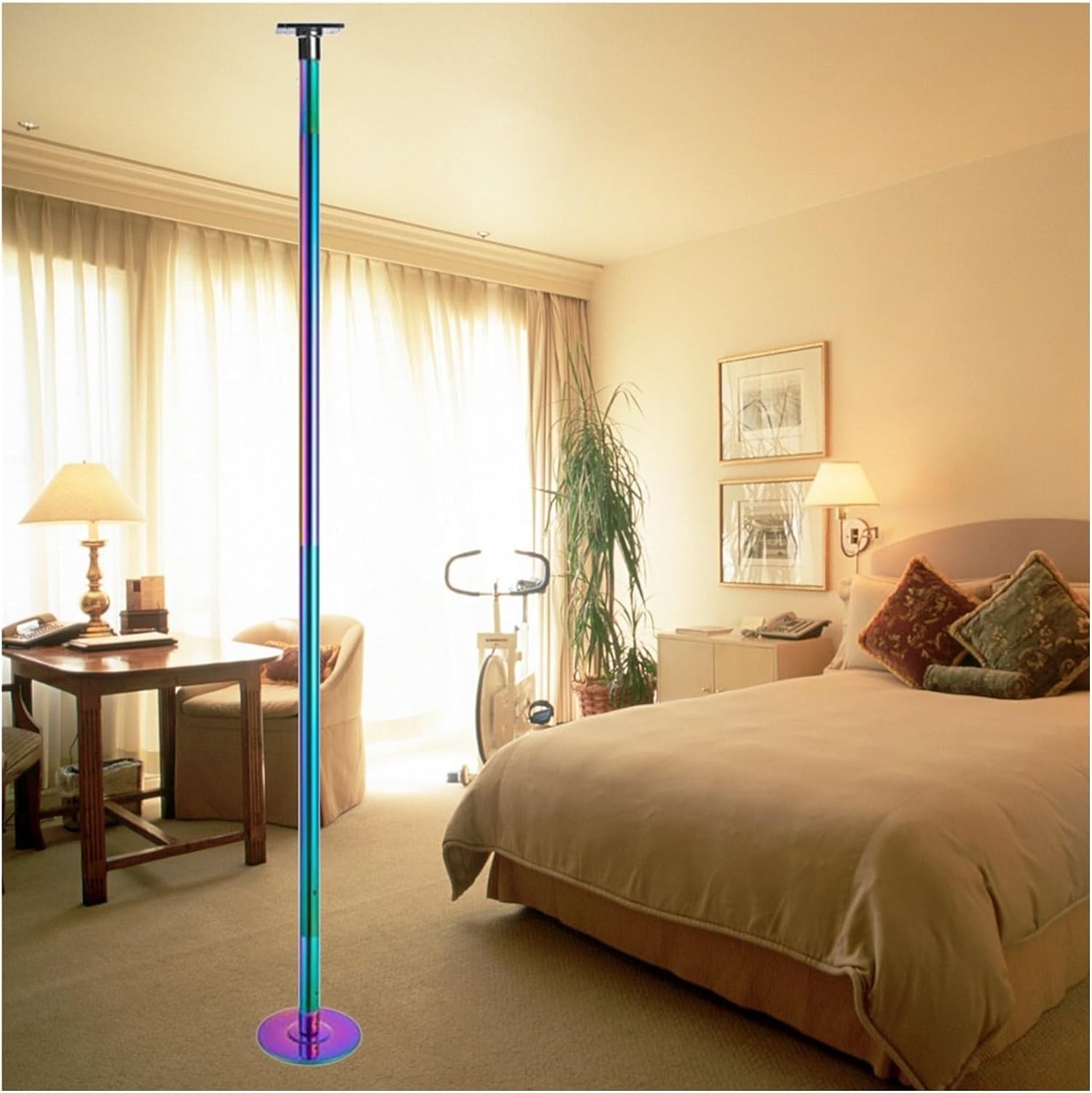 FBHappiness Dance Pole Dance Pole Spinning Static Dancing Pole for Apartment Home Clubs, 7-12.5 ft Adjustable Height Stripper Pole with Ceiling Mount & Extension Tube（Color-224CM-274CM）