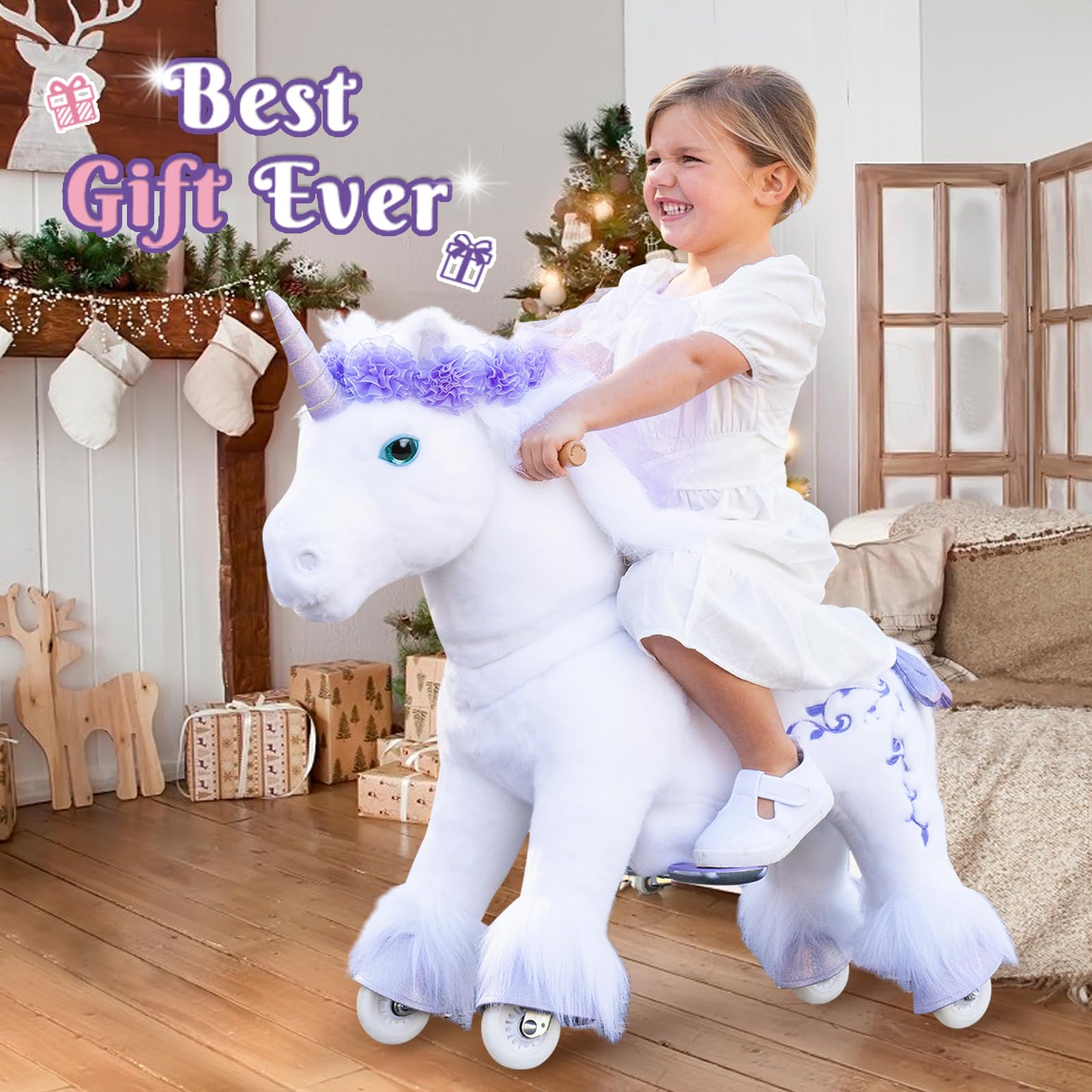 Ride On Unicorn Toys Riding Horse White And Purple