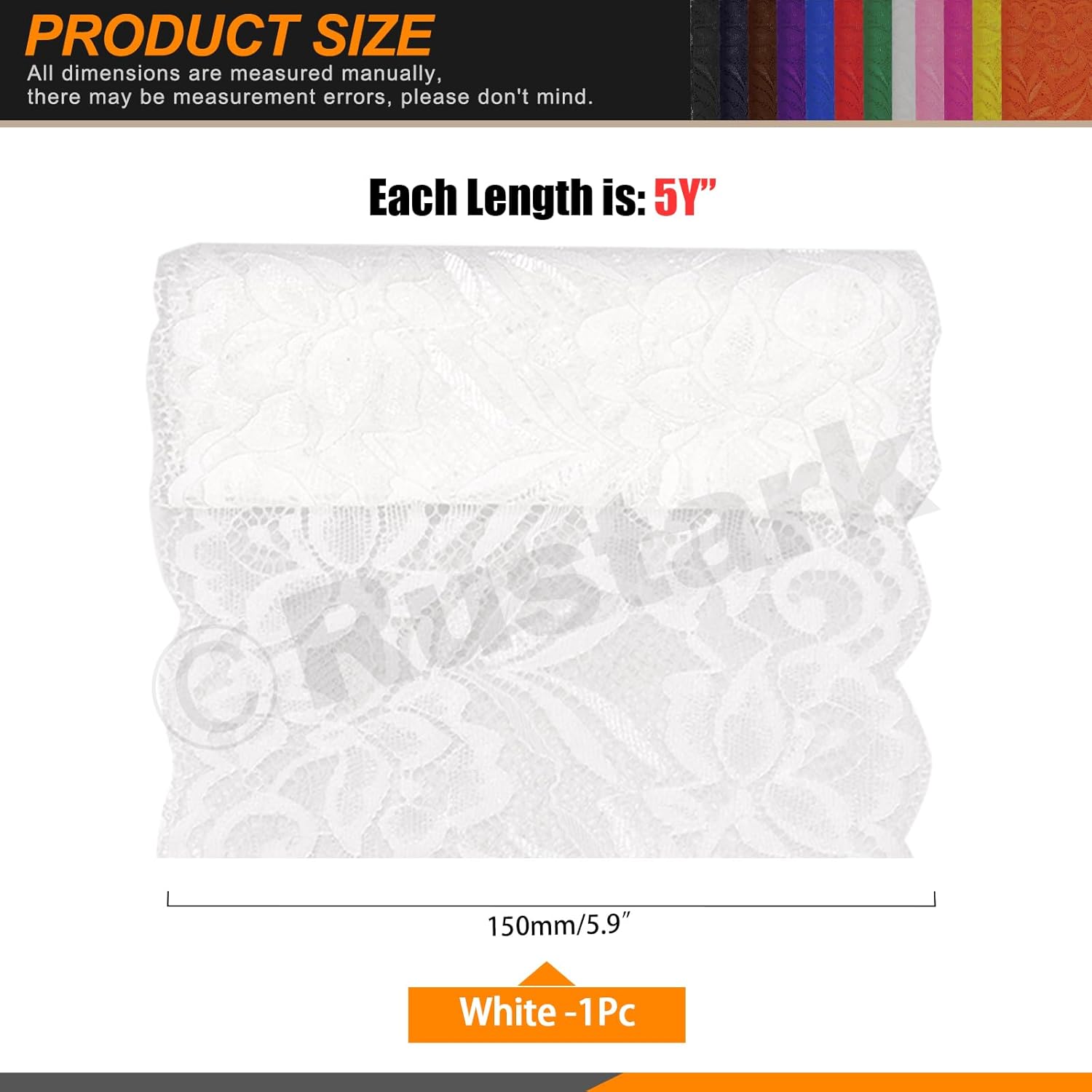 15 cm Lace Fabric Elastic for Headbands, Garters, Wedding Bouquets (15 cm, White)