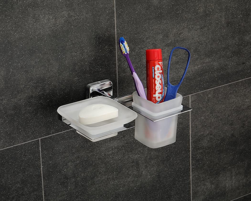 UBH Stainless Steel Soap Holder with Brush Holder Amaze | Bathroom Soap & Brush Holder | Anti Rust & Corrosion Free Bathroom Accessories (B097LYJ163) Amazon Price History, Amazon Price Tracker