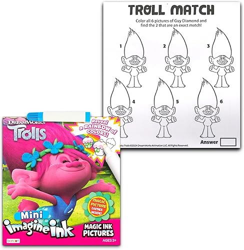 Miniatura 2 de Trolls Imagine - Juego de recuerdos de fiesta de tinta para niños de 3 a 5 años, paquete de 12 unidades con Trolls World Tour Libros para colorear