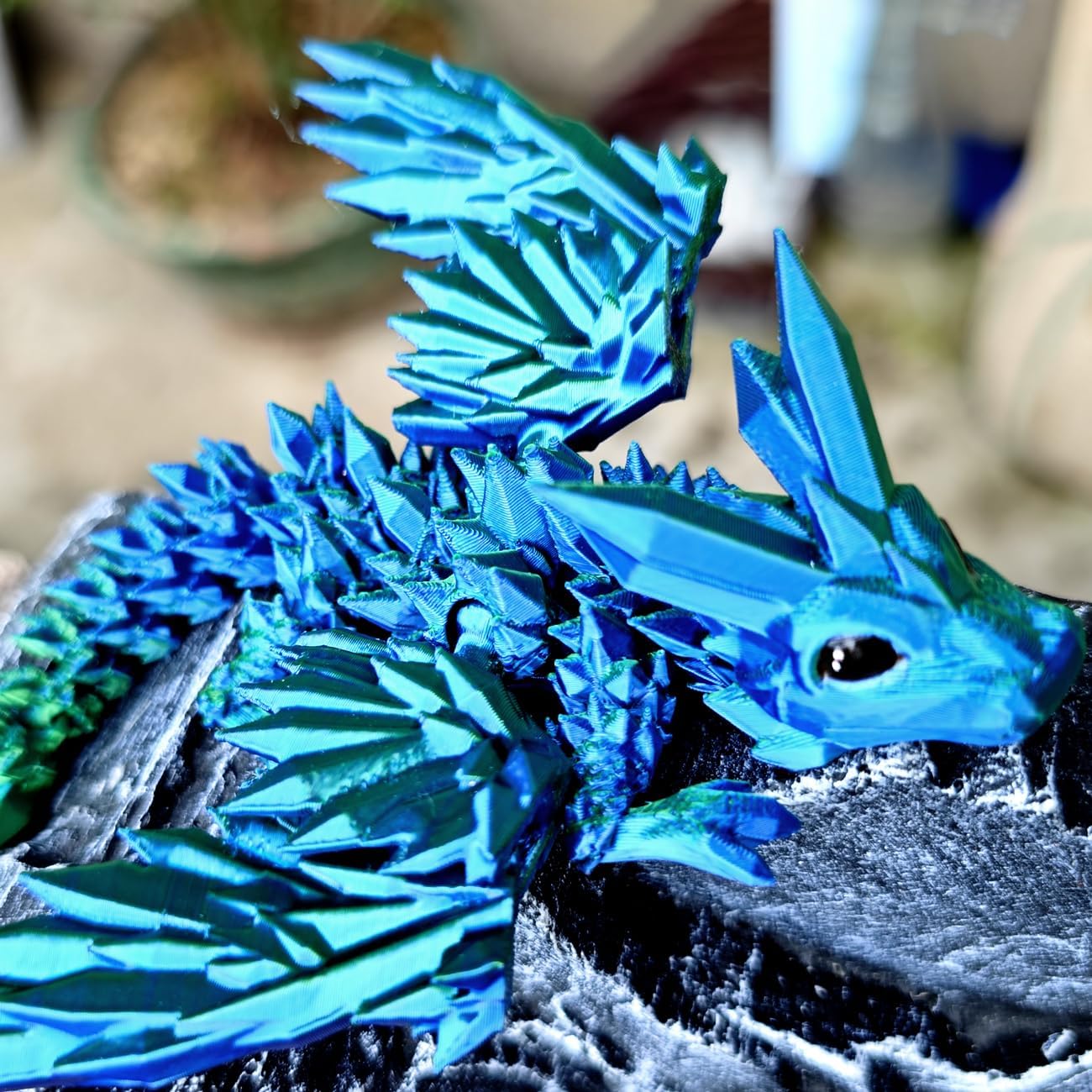 Mini 3D Printed Dragon,Small 3D Printed Dragon Table Flexible Wing Articulated Crystal Decors Dragon Fidget Toys Home Office Decoration, Laser Green