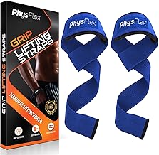 Grip Lifting Straps for Weightlifting and Strength Training, Premium Cotton and Padded Wrist Wraps, Gym Deadlift for Men & Women (Blue, 1-Pair)