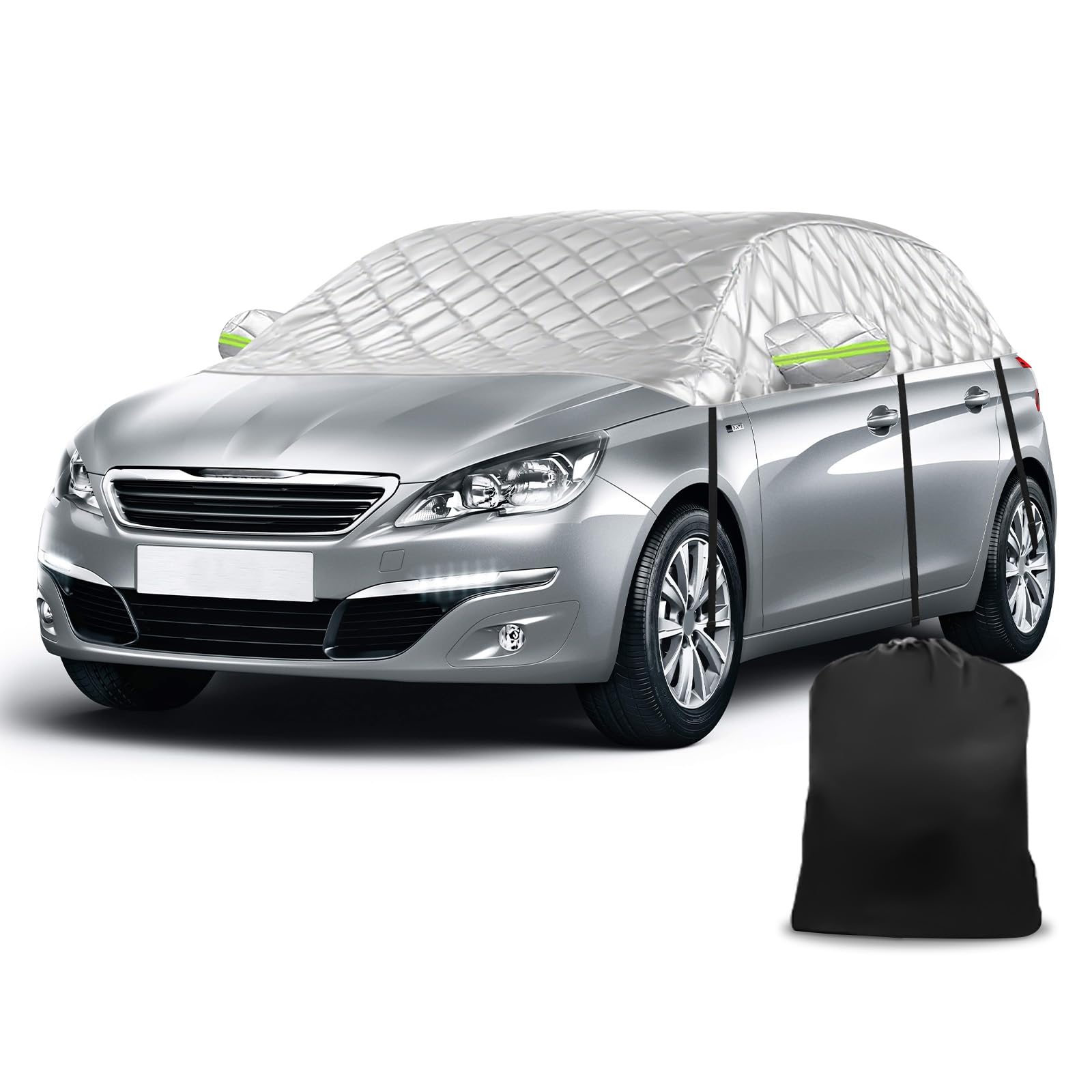 Telo Auto Antigrandine Compatibile con Peugeot 308 2007-2025, Opaltool Telo Copriauto Antigrandine con Ganci, Striscia Riflettente e Cappucci per le Orecchie