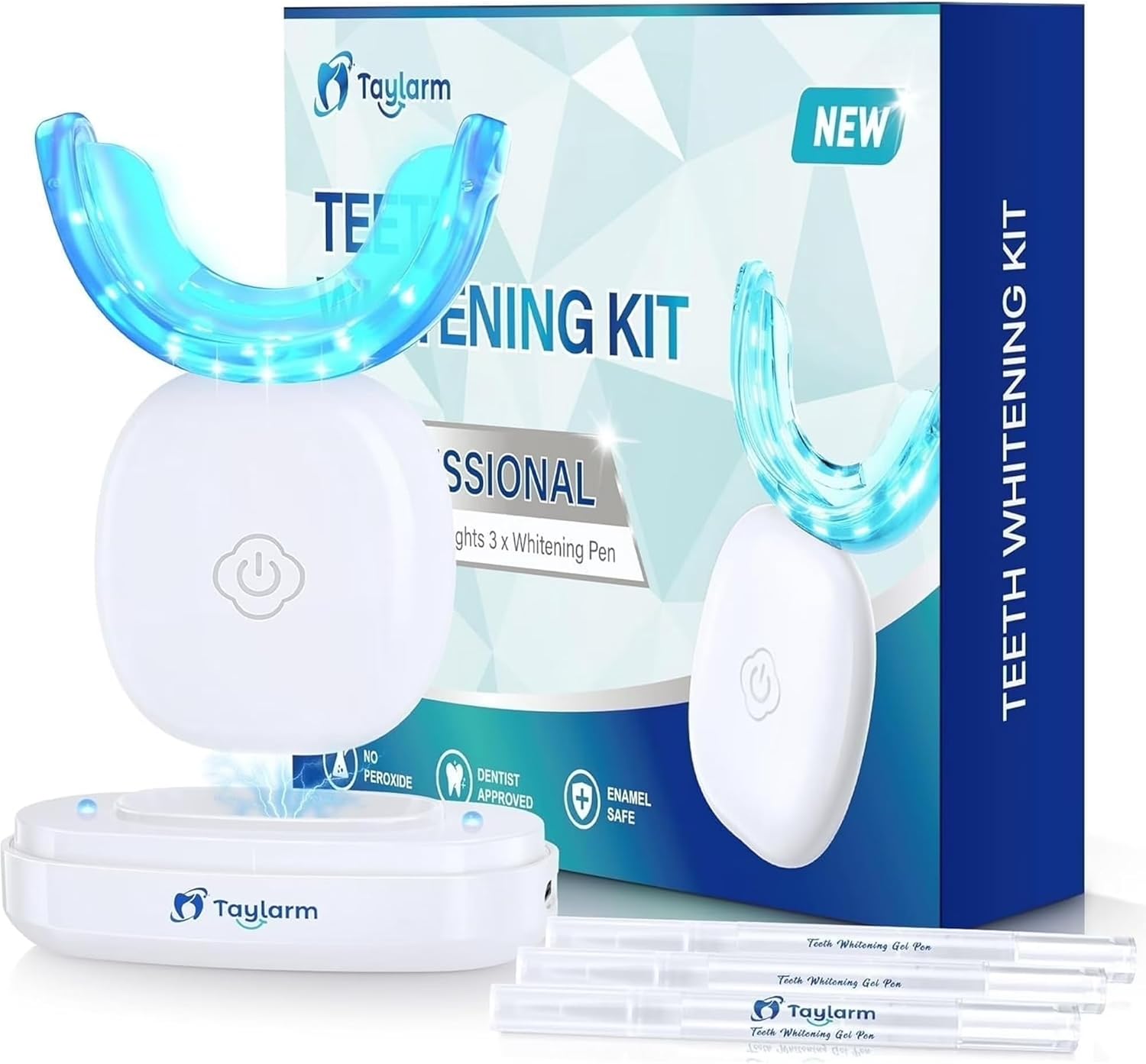 Teeth Whitening Kit: 32X LED Light with Gel Pen - Non-Sensitive Tooth Whitener Professional Oral Care Tools for Effectively Removes Stains