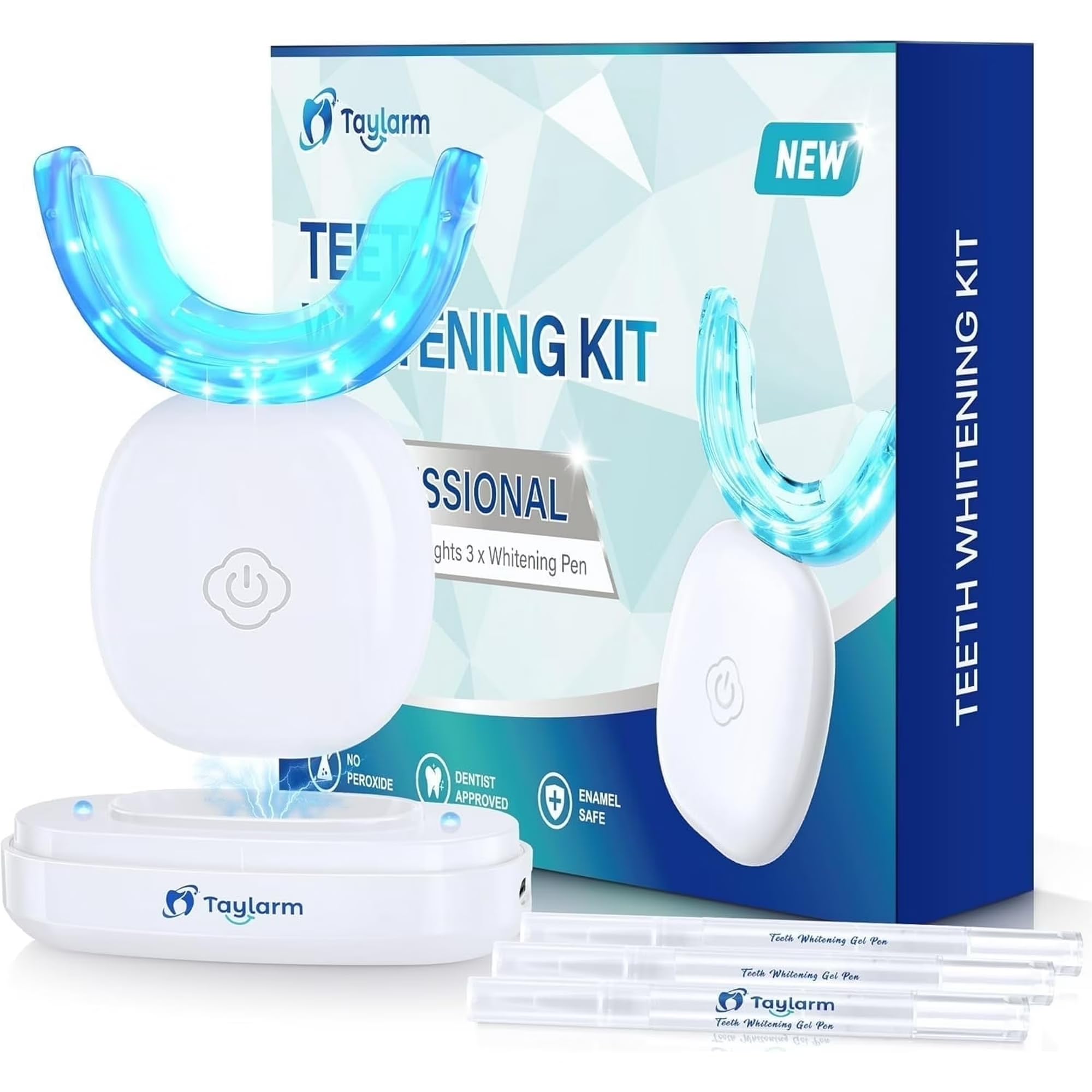 Teeth Whitening Kit 32X LED Light with Gel Pen - Non-Sensitive Tooth Whitener Professional Oral Care Tools for