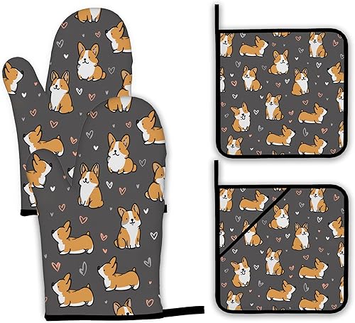 Miniatura 15 de Juego de guantes retro para horno y soportes para ollas, guantes de horno de cocina de cereza y soporte para ollas con resistente al calor, Cereza
