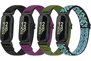 4 Pack Fit Kids Bands Compatible with Fitbit Inspire 2, Adjustable Nylon Loop Wristband