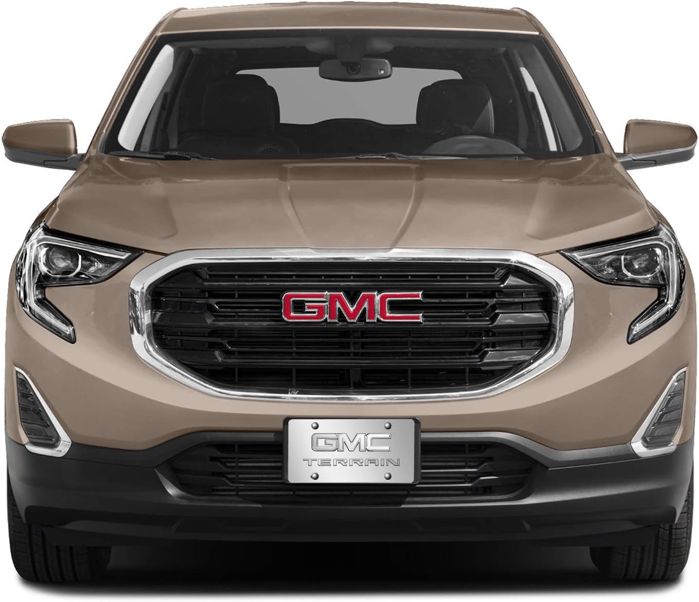 iPick Image Made for GMC Terrain 3D Dual Logo Mirror Chrome Stainless Steel License Plate