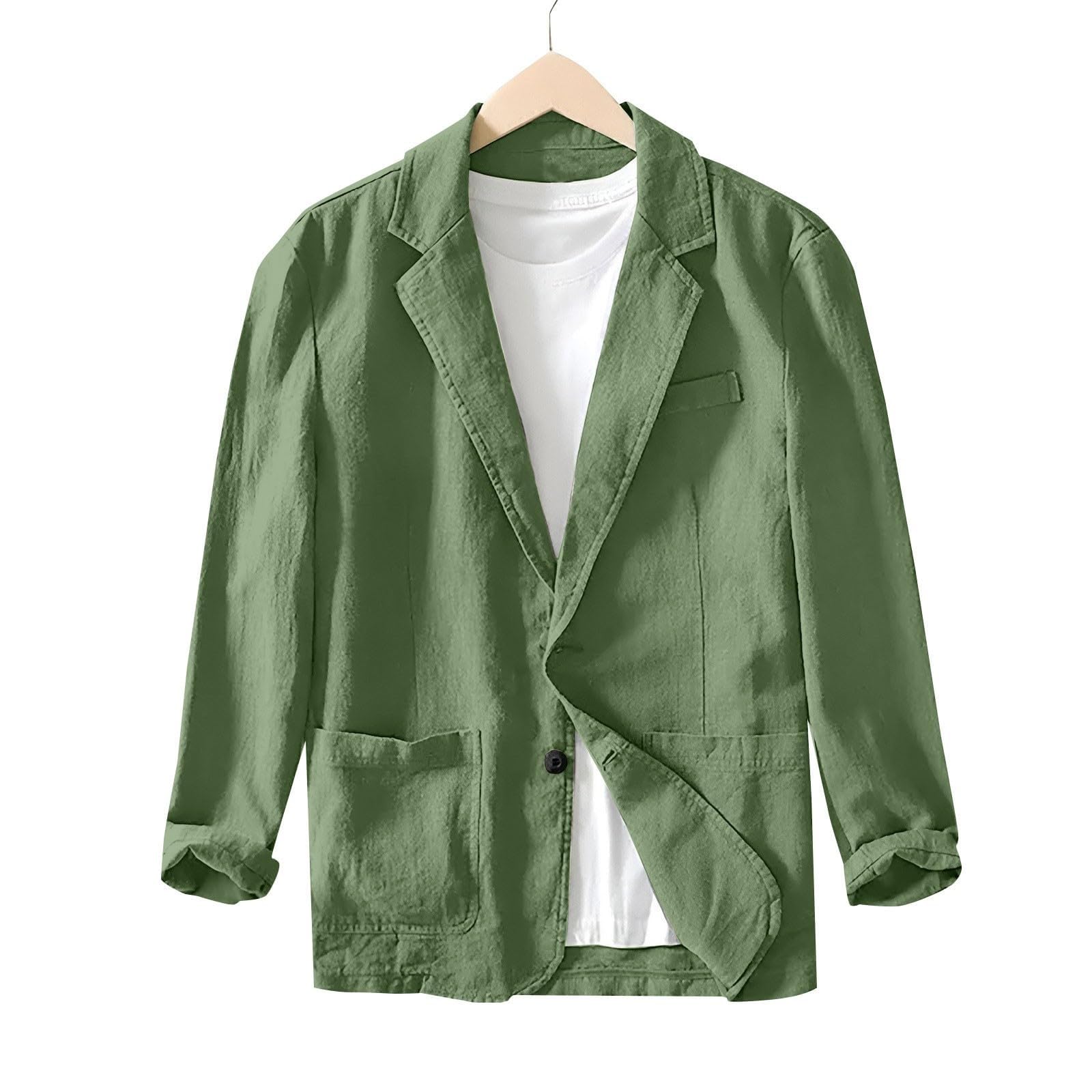 Veste légère en lin pour homme - Veste de sport d'été - Blazer en coton - Col rabattu - Blouson d'affaires - Confortables - Veste de sport élégante