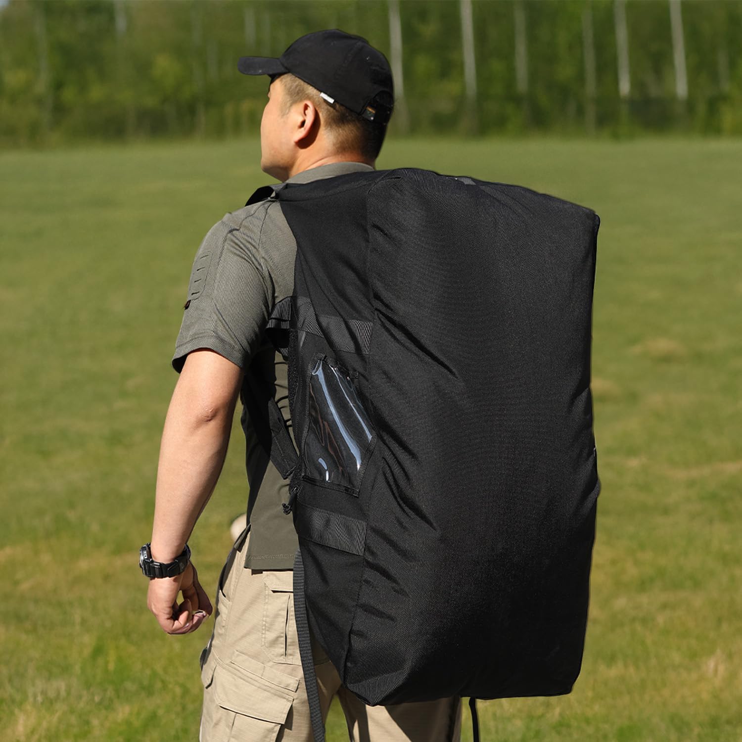 Borsa tattica per il tetto, 130 l, per il trasporto, borsa da viaggio, borsa da viaggio, per tiro, campeggio, escursionismo (nero)