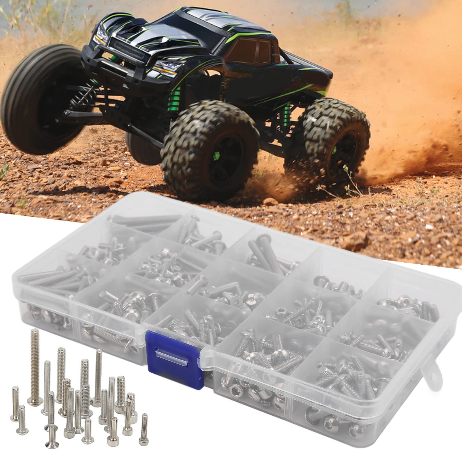 Zestaw wkrętów do samochodu RC Stal nierdzewna 451 szt. Zestaw wkrętów do modernizacji dla Traxxas 1/5 RC Car Truck 6S 8S Wysokiej jakości Trwały kolor srebrny