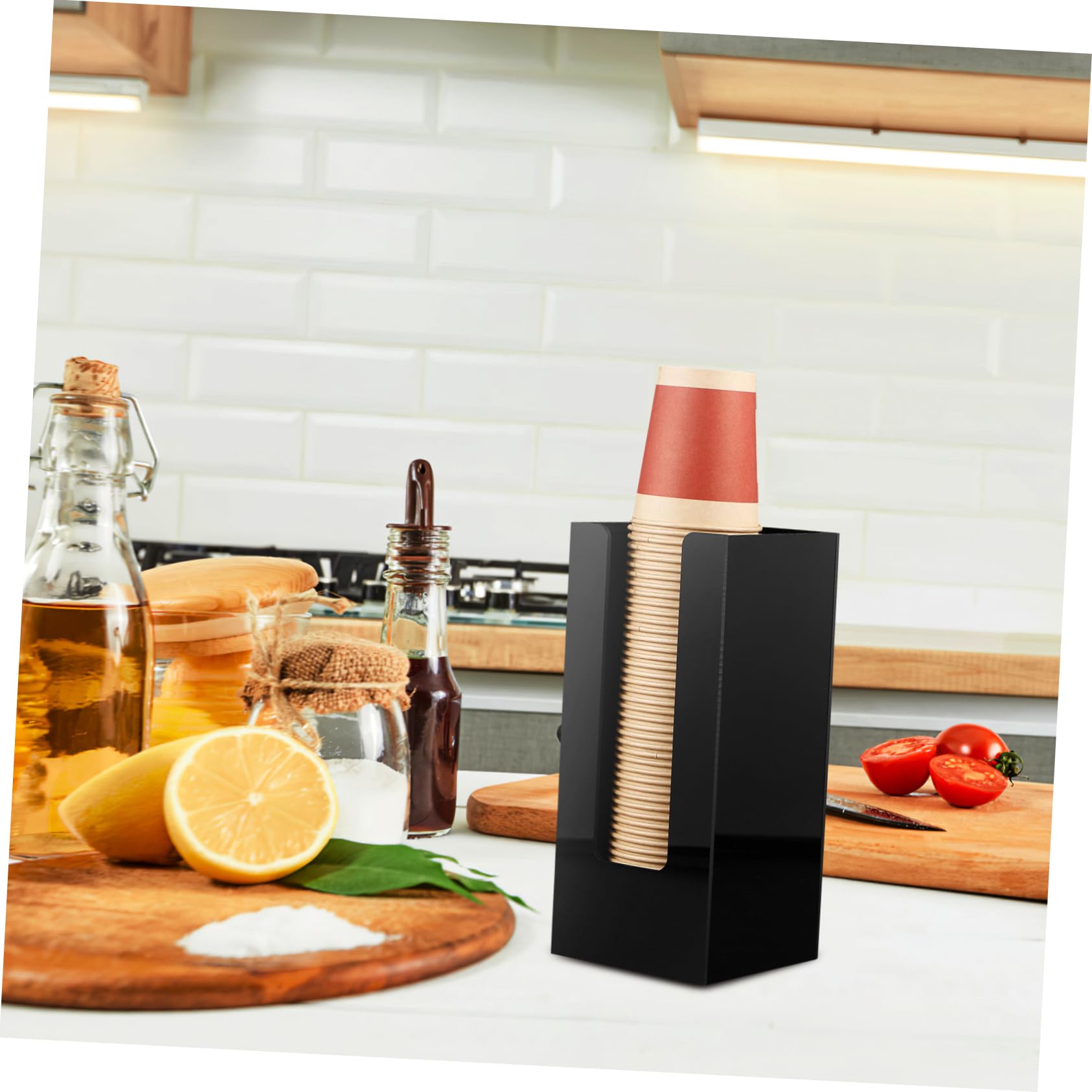 Dispensador de Vasos de Mostrador Negro Acrílico 2 Piezas