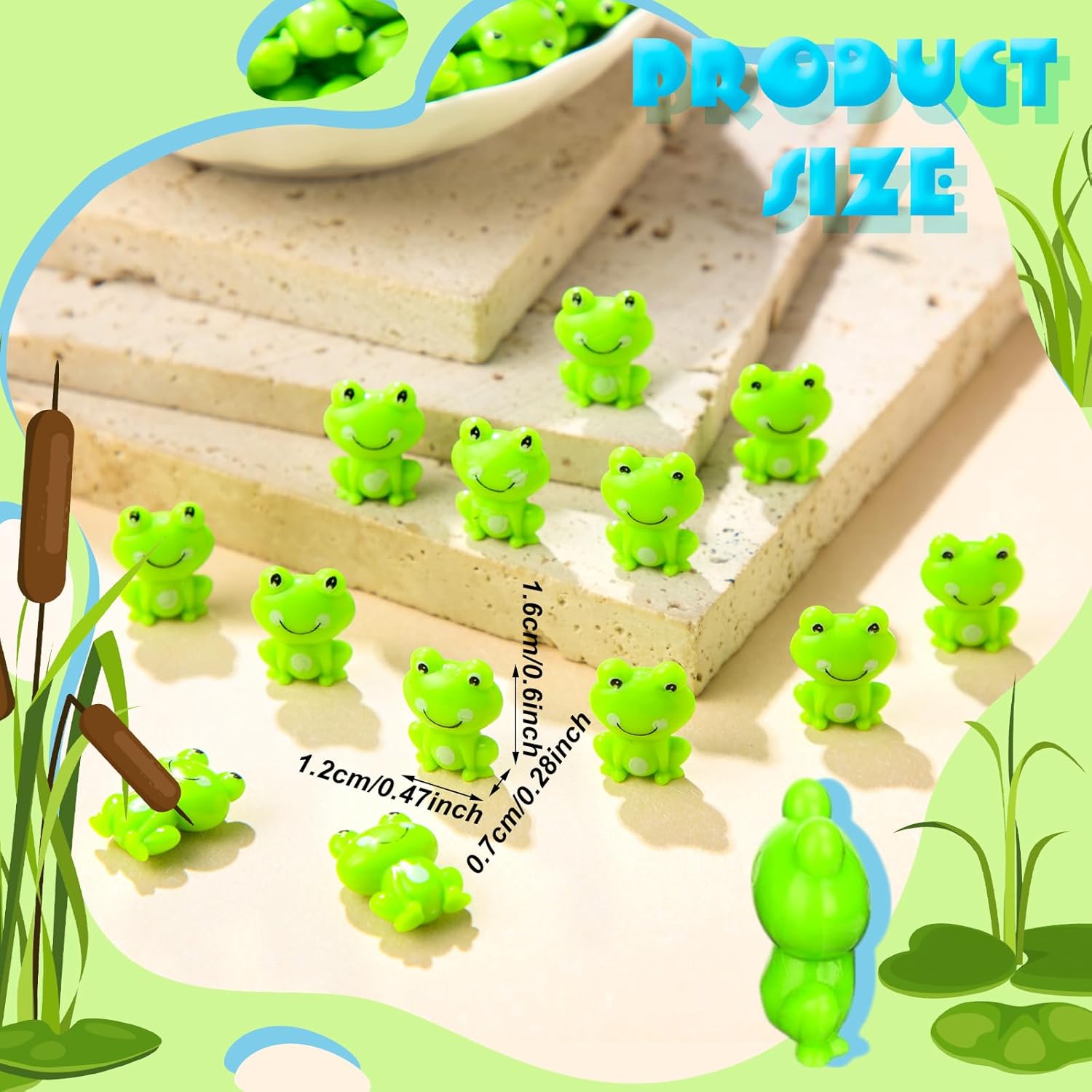 Seenelling 200 Pack Mini Frog Figurines Mini Animals Figures to Hide Tiny Frogs Bulk Tiny Plastic Animals for Micro Garden Landscape Craft Vase Filler(Classic Style) - view 3