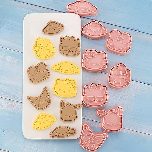 Miniatura 6 de Juego de 8 cortadores de galletas con dibujos animados en relieve de gatitos, melodía de gato, kawaii, cortador de galletas para pasteles, niños,
