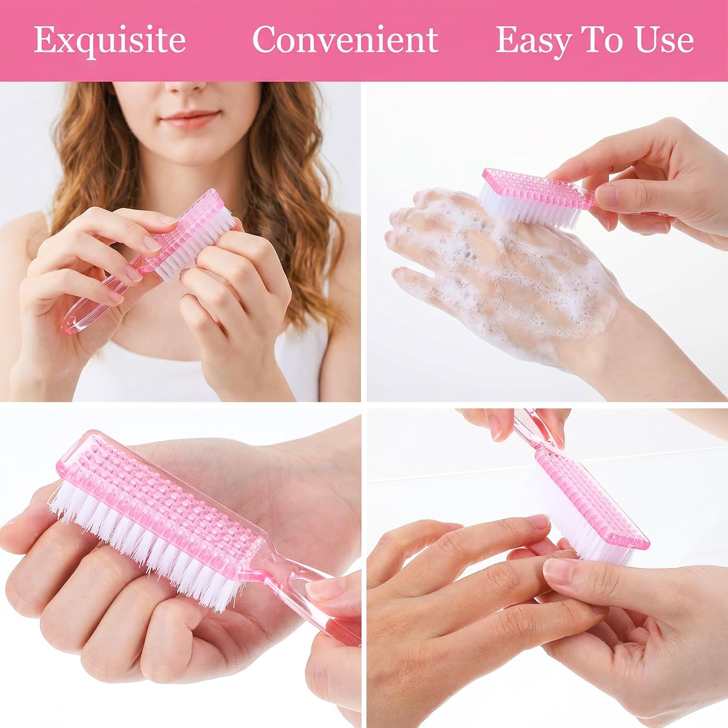 100 Pcs Nail Scrubber Brush Bulk Handle Grip Manicure Brushes for Cleaning