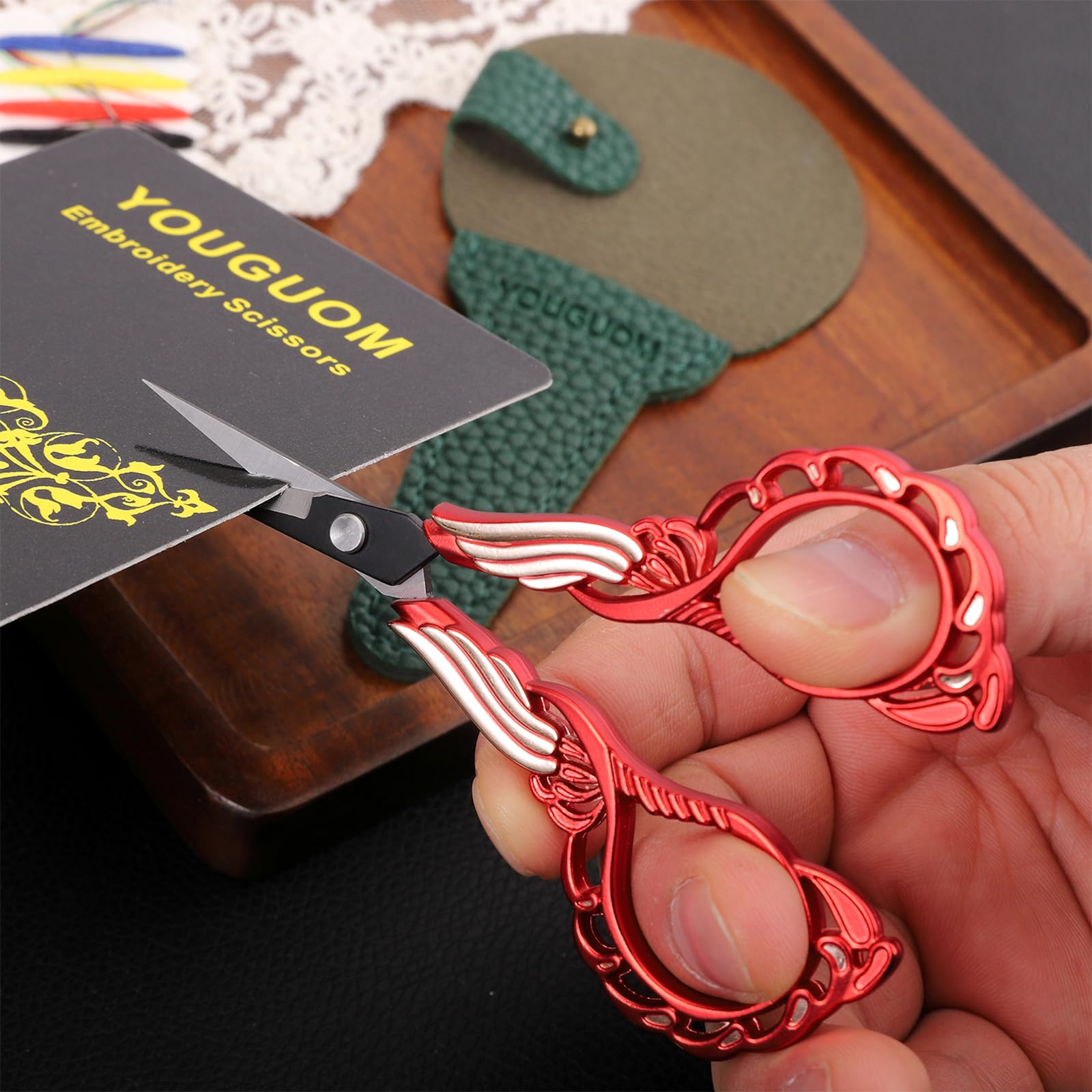 YOUGUOM Little Sewing Scissors with Cover Sharp Detail Scissor for Craft Embroidery Needlework Threading Snips - Image 4