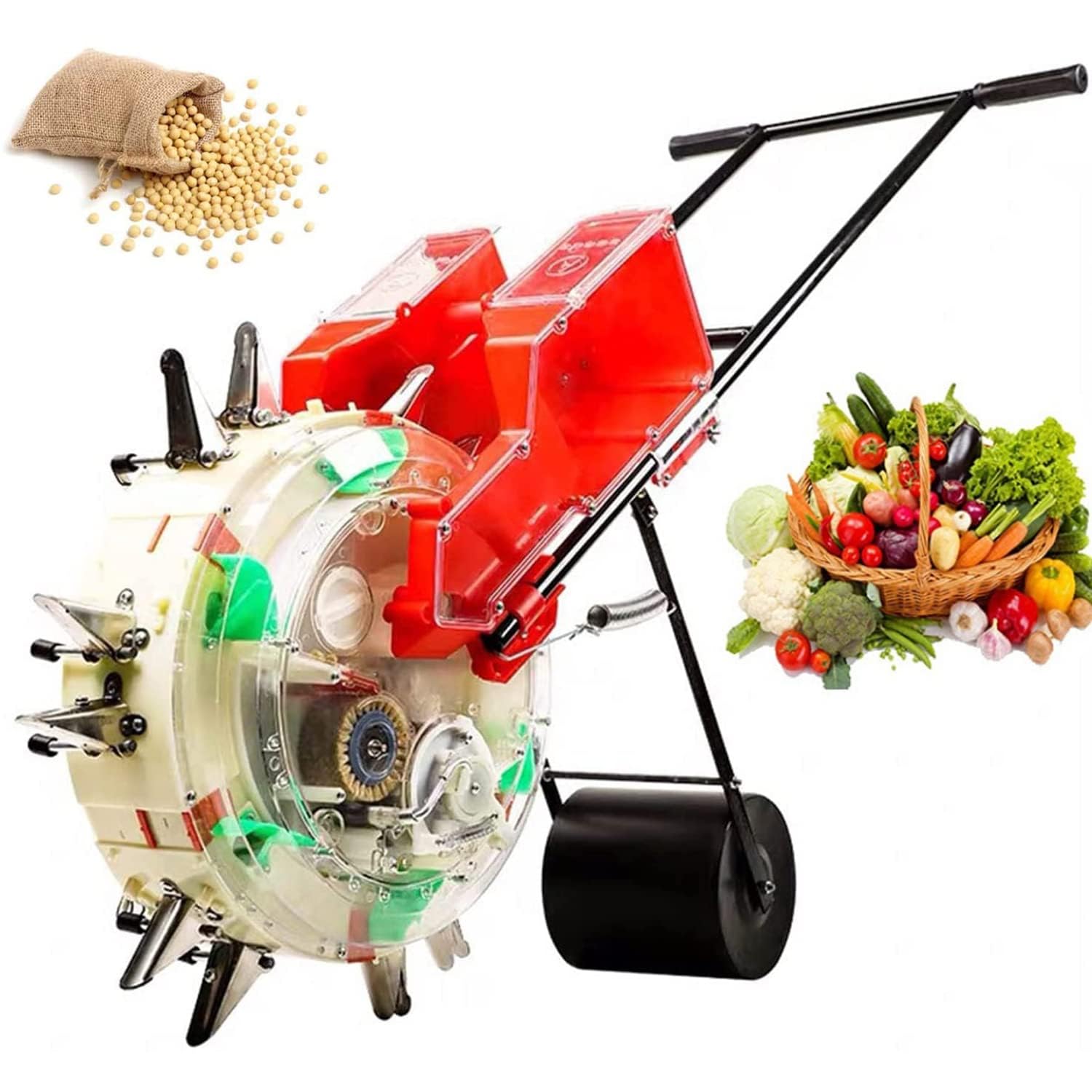 Seminatrice manuale da giardino, 5 bocche per semina e fertilizzazione di precisione di mais, cotone, soia, arachidi