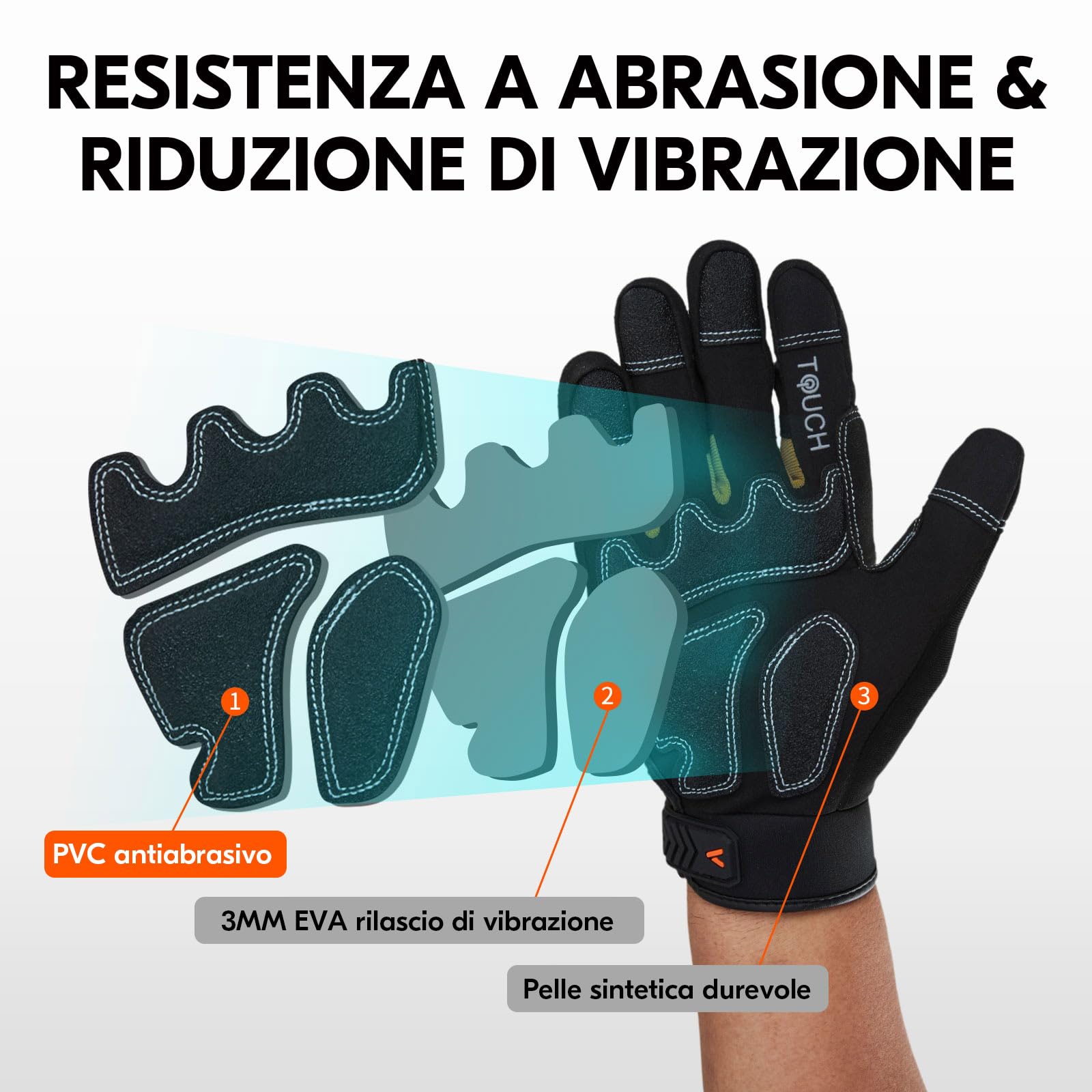 Vgo... 2 paia Guanti da Lavoro Uomo Resistenti, Guanti Antivibrazione Meccanico Antiurto in Pelle, Guanti Protettivi Sicurezza Pesante Rigger Heavy Duty per Decespugliatore Officina Edilizia(S)