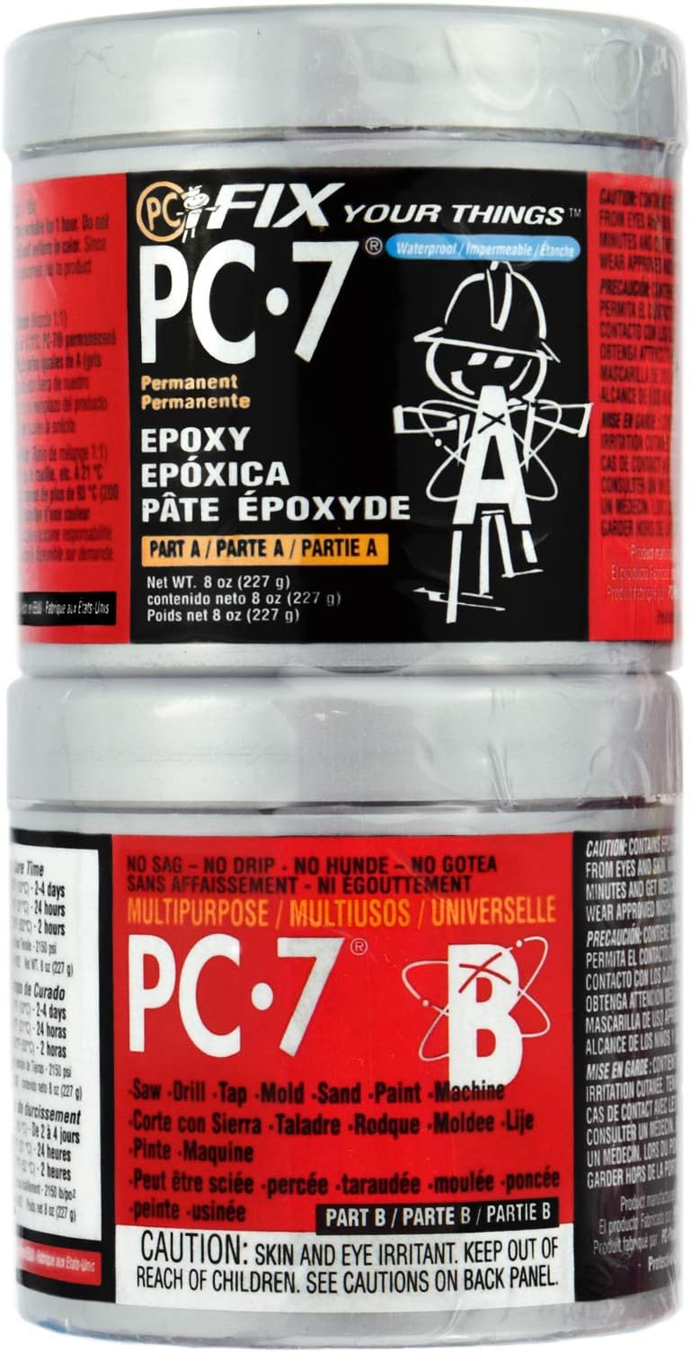 PC Products 087770 PC-7 Heavy Duty Permanent Repair Paste Epoxy, 1/2 Pound, Dark Grey