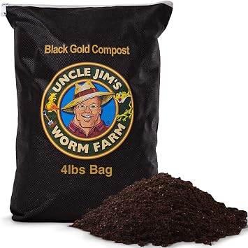 Uncle Jims Worm Farm Black Gold Worm Castings Compost Fertilizer for Garden Soil | Red Wriggler Earthworm Casting Organic Fertilizer for Plants | Nutrient Rich Fertilizer Solutions | 4 lbs