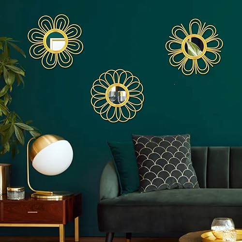 Vista 84 de Manortang Decoración de pared dorada de metal de 9 pulgadas, arte abstracto de sol, luna y estrella, arte de pared adornado con planeta místico