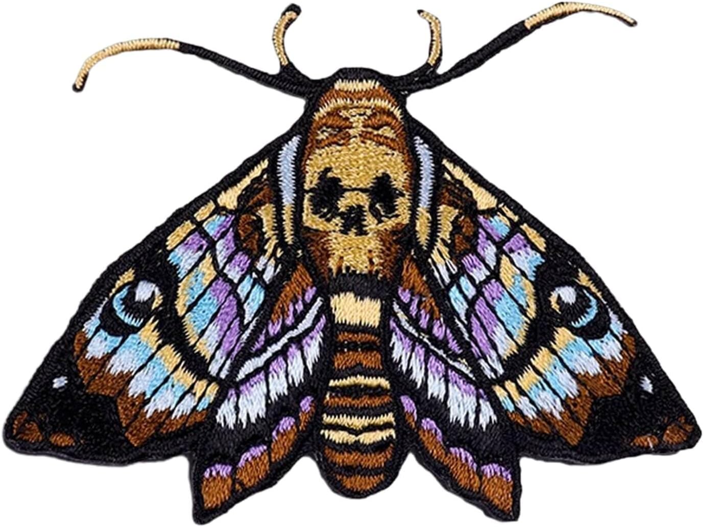 Death Head Moth Gothic Skull Punk Patch, Embroidered Patch Applique Iron-on/Sew-on Badge Funny Patches for Clothing, Jeans, Backpacks, Hats, Bags, Jackets, DIY Accessories & Crafts