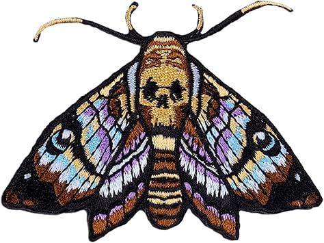 Death Head Moth Gothic Skull Punk Patch, Embroidered Patch Applique Iron-on/Sew-on Badge Funny Patches for Clothing, Jeans, Backpacks, Hats, Bags, Jackets, DIY Accessories & Crafts