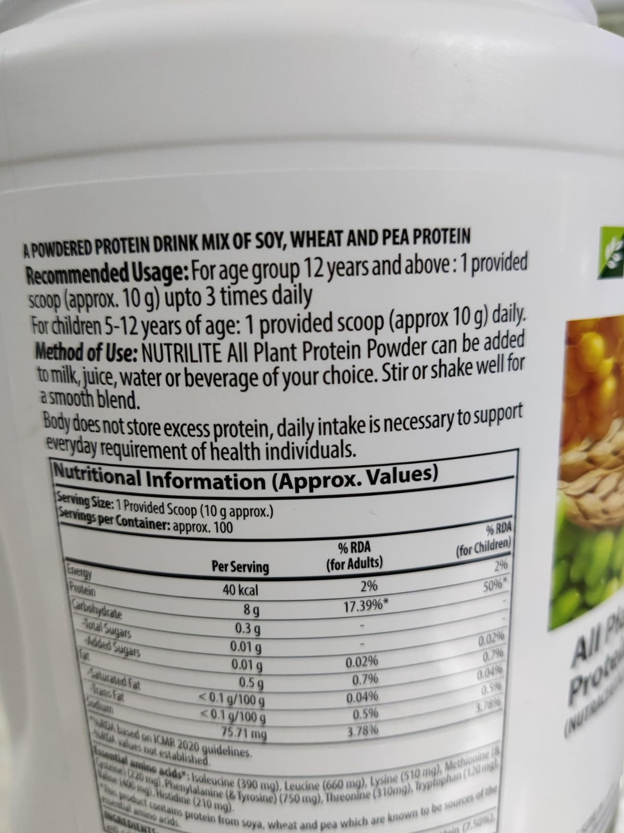 Amway NUTRILITE All Plant Protein Powder 500g : Amazon.in: Health ...