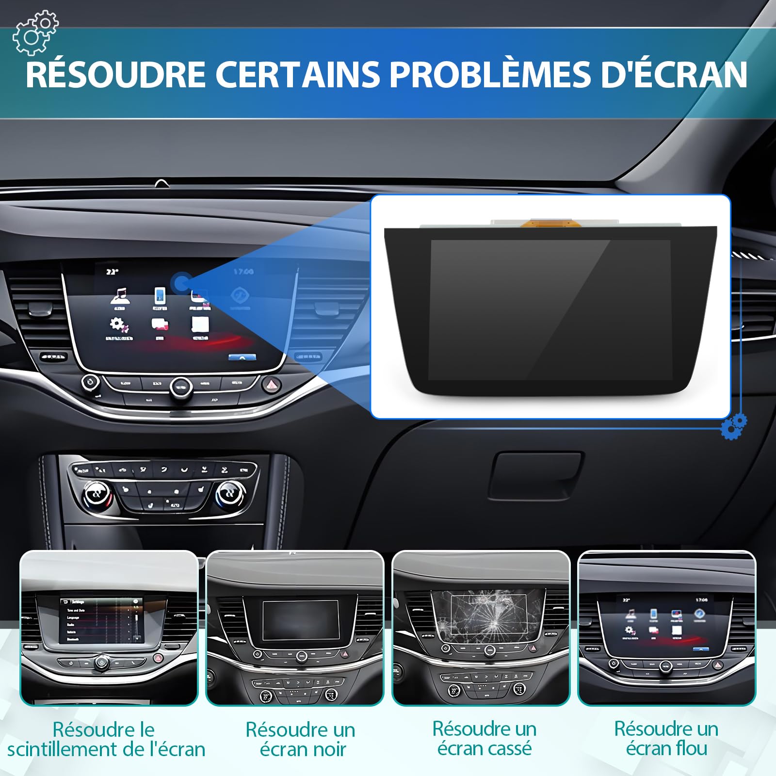 LQ080Y5DZ10 Écran de Rechange pour Opel Astra K MK7 2015-2020 Écran Tactile LCD de Remplacement pour Vauxhall Navi 900 LQ080Y5DZ10 Écran LCD avec Outils