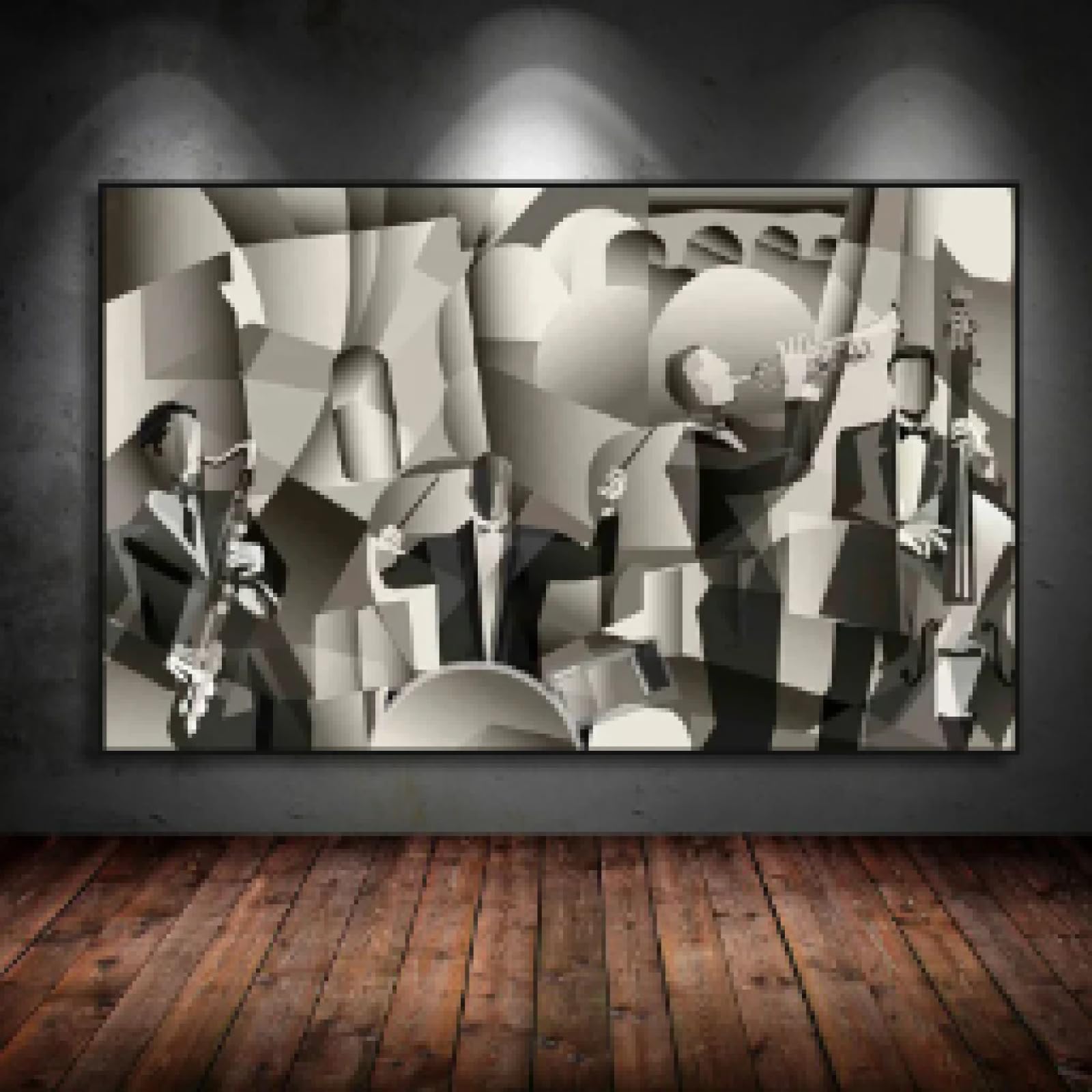 LMAIWANG Stampa artistica astratta di una band jazz africana, poster musicale, opera d'arte moderna, decorazione da parete per la stanza, cornice 55x100 cm