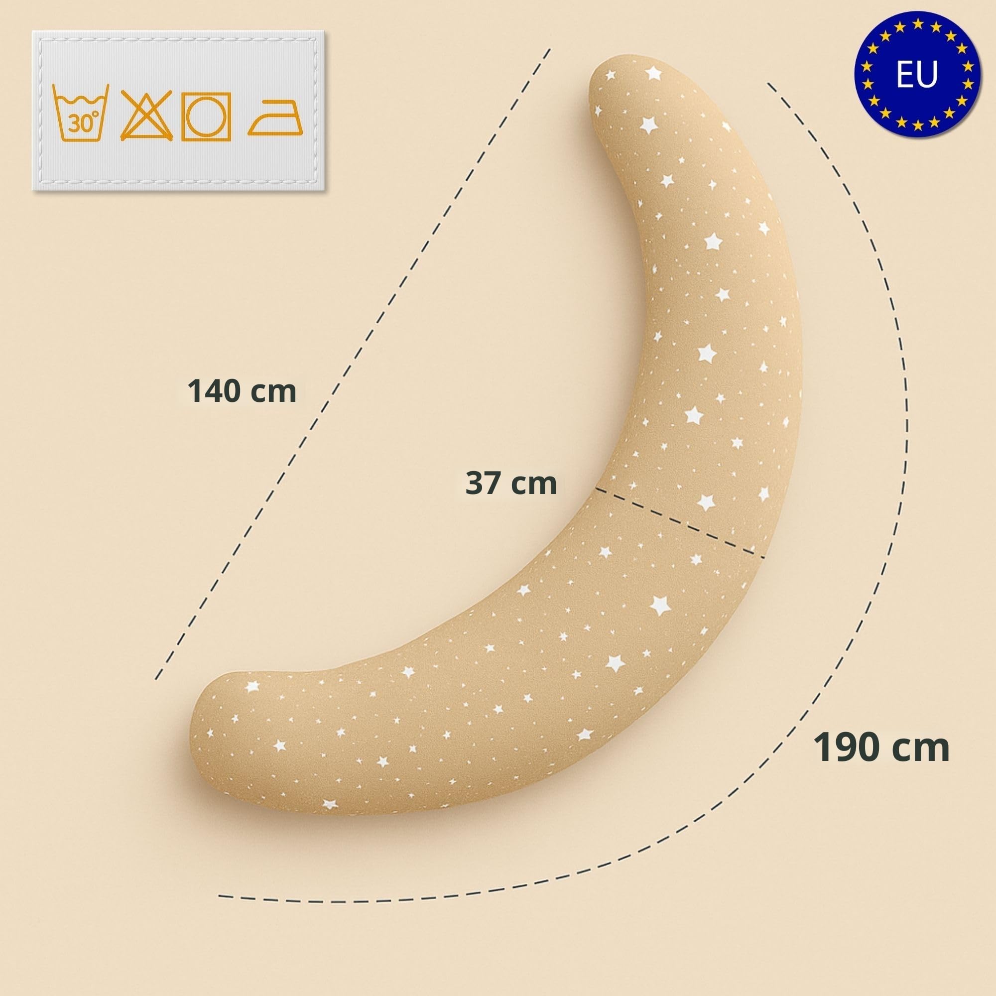 Totsy Baby Cojin Lactancia y Embarazo 190cm – Almohada para Dormir de Lado Descanso y relajación Ideal para futuras mamás Forma en C Muselina Oeko-Tex