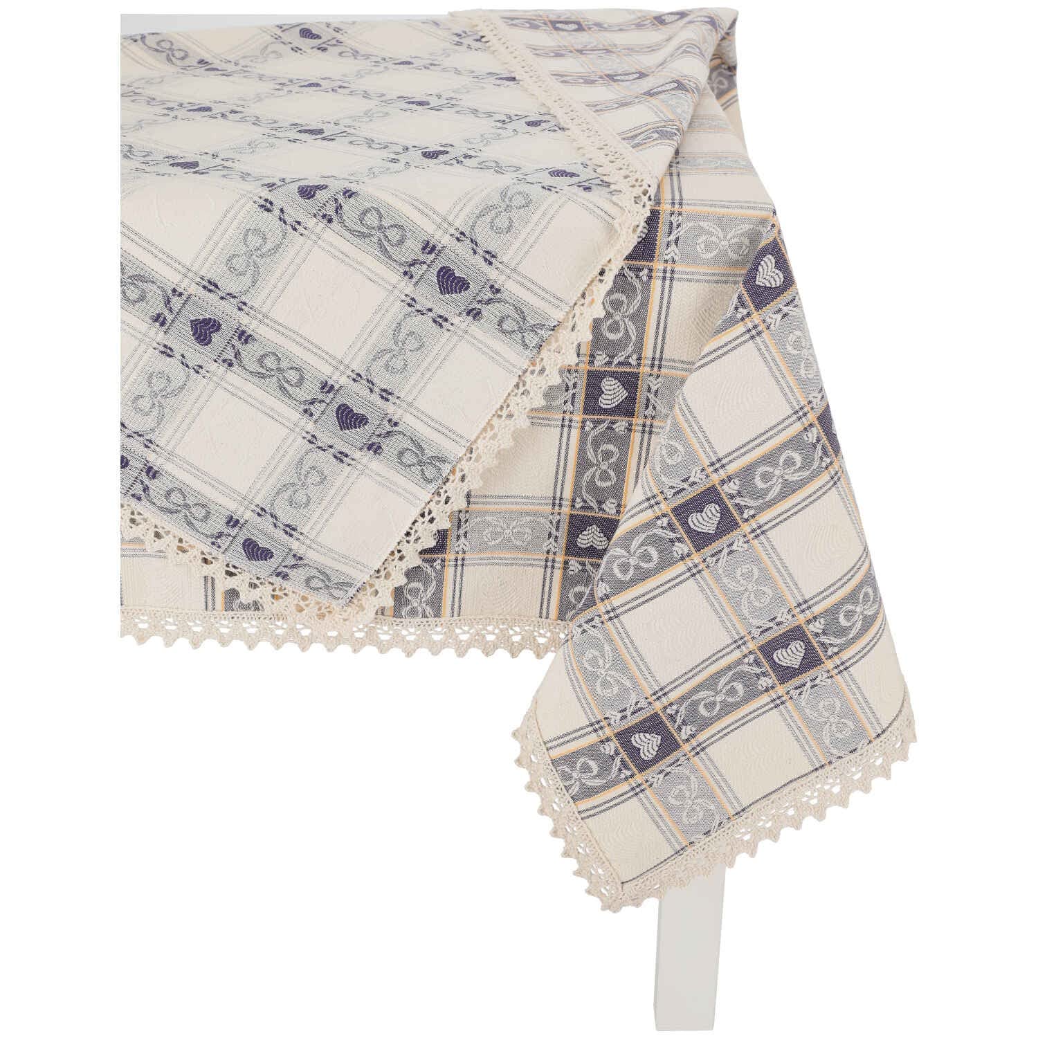 Casatessile Tovaglia Cotone Jacquard Dama - Blu, 4 posti 150X150 cm.