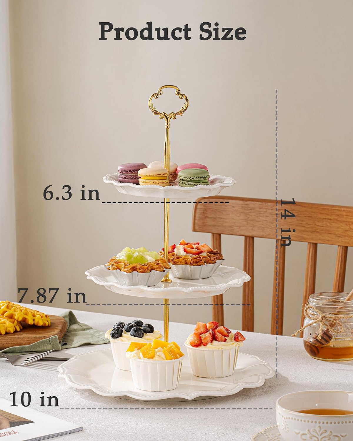 3 Tier Cupcake Stand, Ceramic Tiered Serving Stand