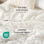 Weighted Blanket for Adults 15lbs, Drewin Soft and Thick Jacquard Sherpa Heavy Blanket for Calming and Relax, Dual Sided Ultra Soft Fuzzy Throw Blanket with Ceramic Beads, 60 x 80 inches, Cream White