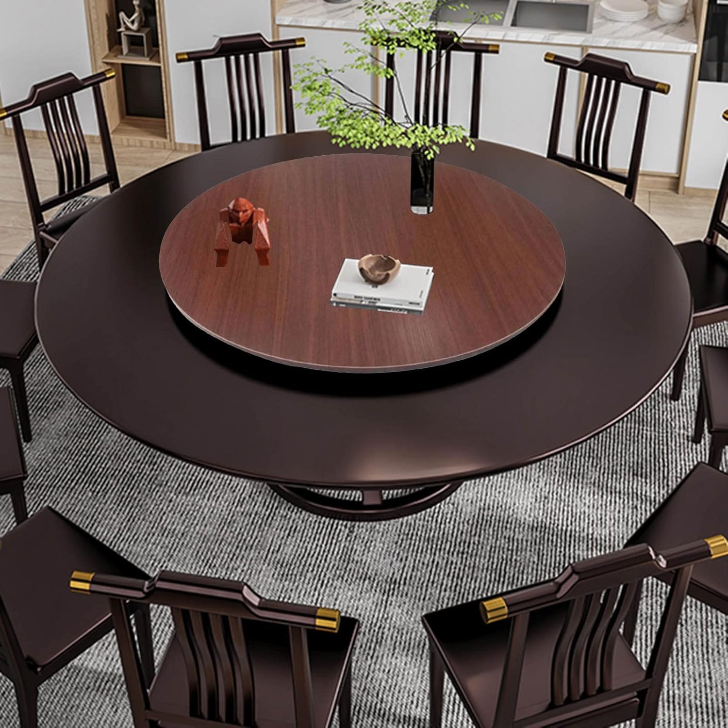 Wooden Lazy Susan Serving Tray, Dining Table Organizer Tray