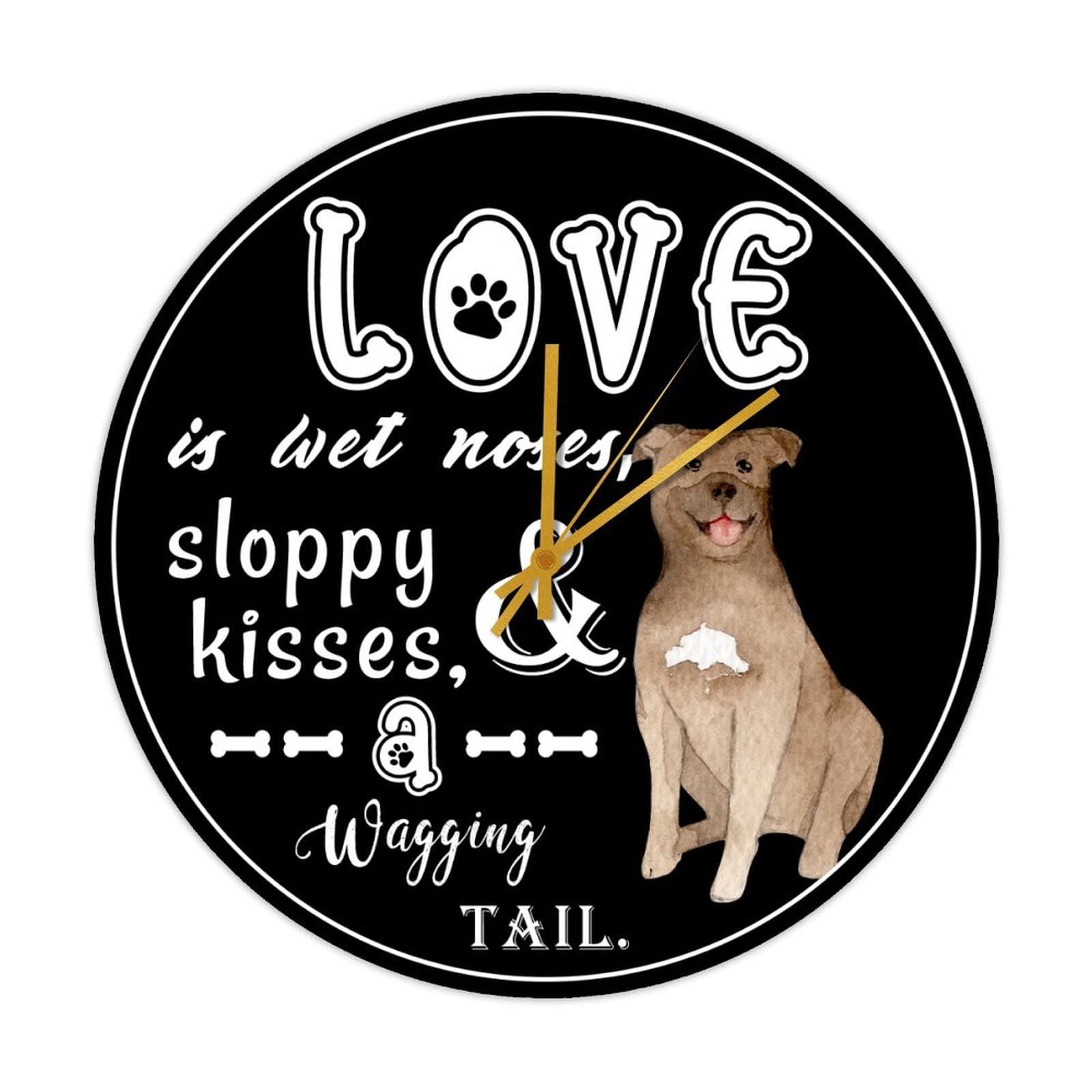 Horloge murale en bois cadeau ideal amoureux des chiens horloge silencieuse retro 38cm