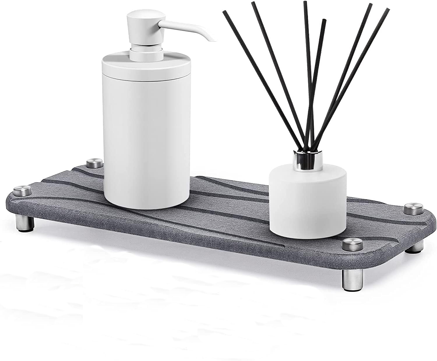 NALACAL Fast Drying Stone Sink Tray, Water Absorbing Organizer for Bathroom and Kitchen, Instant Dry Diatomaceous Earth Sponge Holder