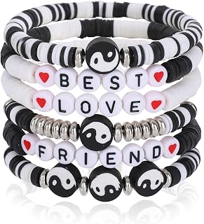 MissRabbit Colorful Heishi Surfer Bracelets Set for Women - Stackable Clay Beaded Stretch Bracelets, Smiley Face Boho Summer Beach Friendship Jewelry Gift