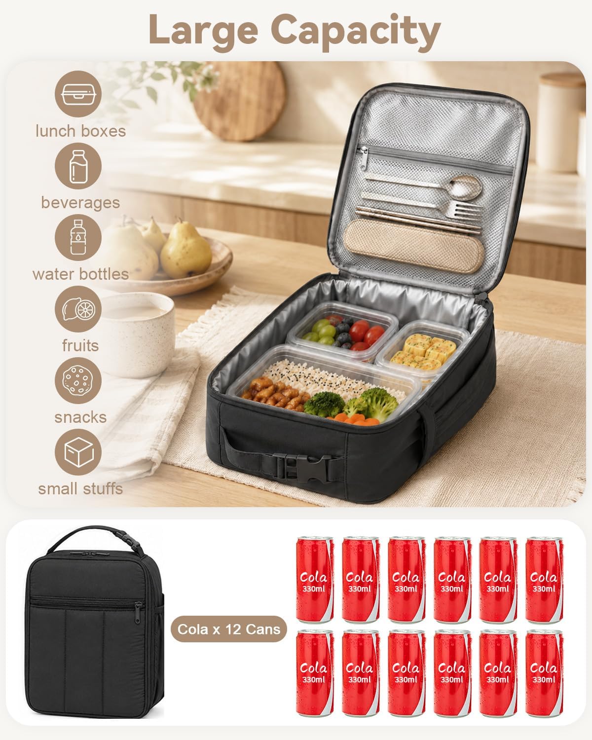 Nayno Lunch Box for Women Men Insulated Lunch Cooler for Work Picnic Travel