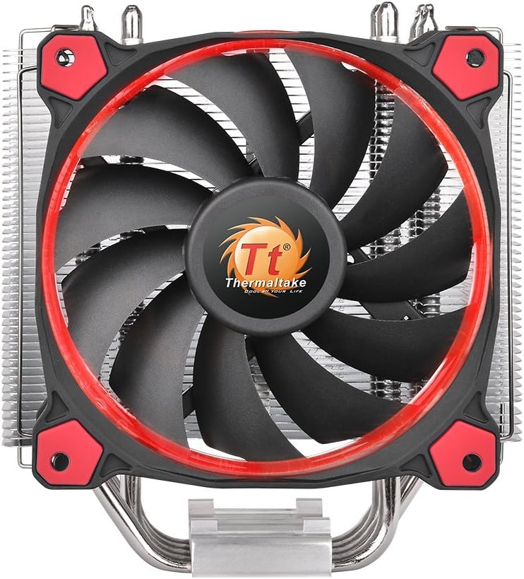 Thermaltake RIING Silent 150W LGA1200 AM4 Ready Intel/AMD 120mm High Airflow LED Fan CPU Cooler, Red, CL-P022-AL12RE-A