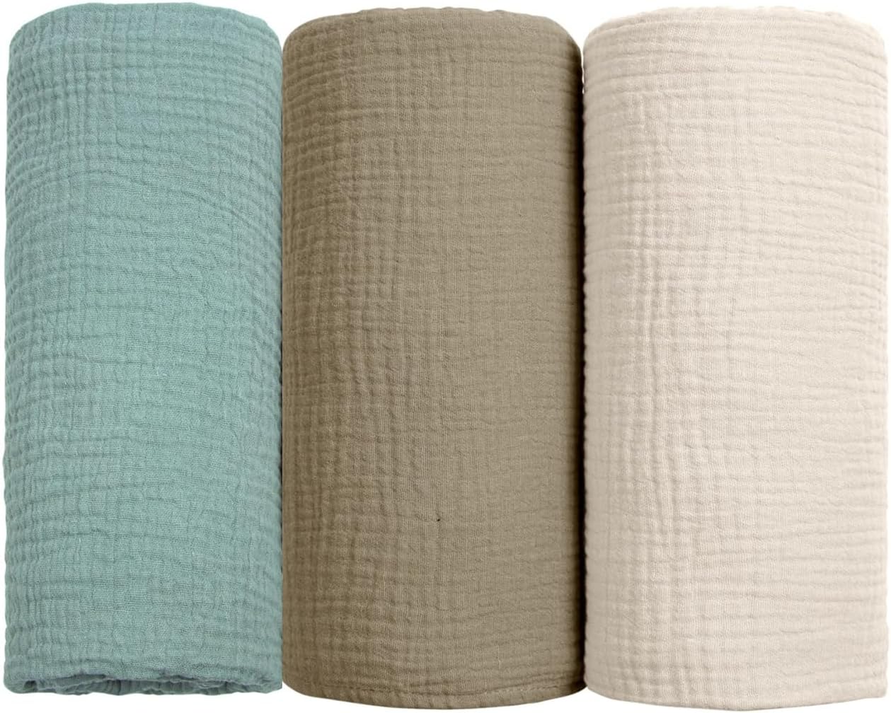 Muslin Swaddle Blankets for Newborn, 3 Pack Breathable Soft Receiving Blanket,Essentials Infant Shower Items,39 x 39 inches