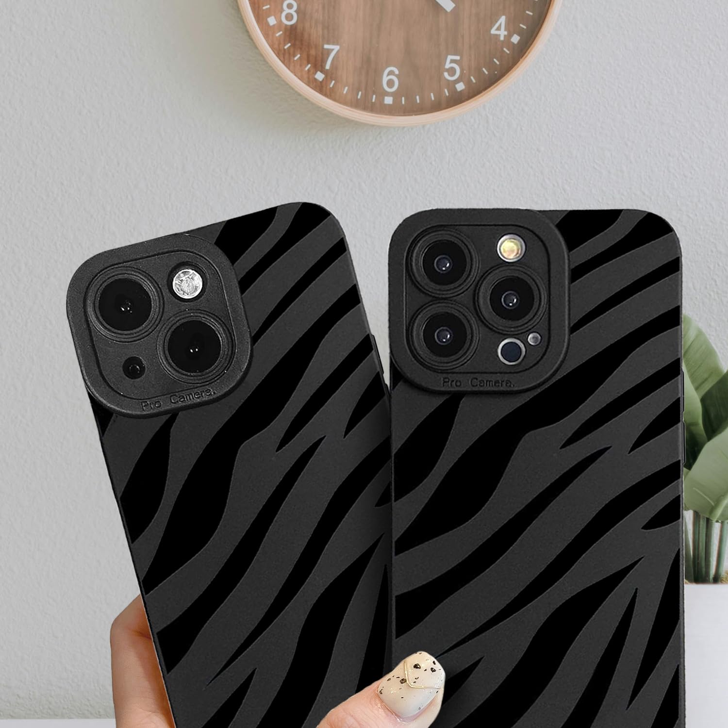 Potok Compatible for iPhone 13 Pro Case, Black Cute Wave Ripple Case Design for Women Girls Soft TPU Slim Profile - Image 3